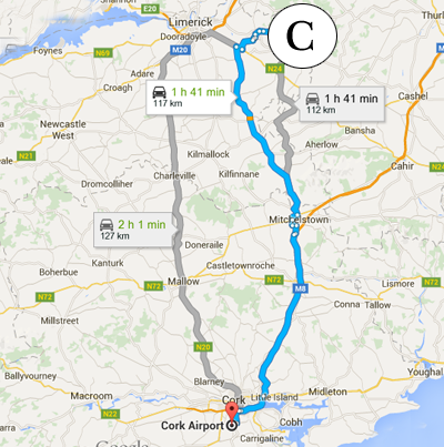 Cork Airport to Caledonia House Ireland