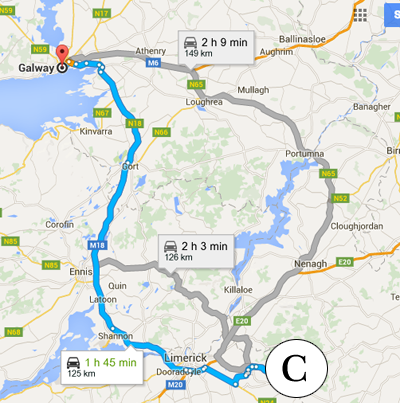 Galway to Caledonia House Ireland
